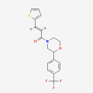 molecular formula C18H16F3NO2S B2391428 (E)-3-(thiophen-2-yl)-1-(2-(4-(trifluoromethyl)phenyl)morpholino)prop-2-en-1-one CAS No. 1351664-82-8