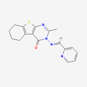 molecular formula C17H16N4OS B2391431 2-methyl-3-[(E)-pyridin-2-ylmethylideneamino]-5,6,7,8-tetrahydro-[1]benzothiolo[2,3-d]pyrimidin-4-one CAS No. 307342-25-2