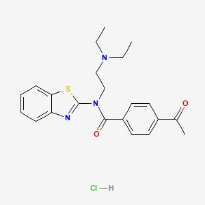 molecular formula C22H26ClN3O2S B2391443 4-acetyl-N-(benzo[d]thiazol-2-yl)-N-(2-(diethylamino)ethyl)benzamide hydrochloride CAS No. 1217021-34-5