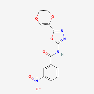 molecular formula C13H10N4O6 B2391446 N-(5-(5,6-dihydro-1,4-dioxin-2-yl)-1,3,4-oxadiazol-2-yl)-3-nitrobenzamide CAS No. 887874-63-7