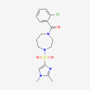 molecular formula C17H21ClN4O3S B2391451 (2-chlorophenyl)(4-((1,2-dimethyl-1H-imidazol-4-yl)sulfonyl)-1,4-diazepan-1-yl)methanone CAS No. 1903205-06-0