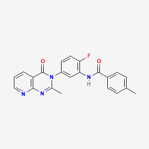 molecular formula C22H17FN4O2 B2391454 N-(2-FLUORO-5-{2-METHYL-4-OXO-3H,4H-PYRIDO[2,3-D]PYRIMIDIN-3-YL}PHENYL)-4-METHYLBENZAMIDE CAS No. 921565-15-3