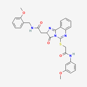 2-[5-[2-(3-methoxyanilino)-2-oxoethyl]sulfanyl-3-oxo-2H-imidazo[1,2-c]quinazolin-2-yl]-N-[(2-methoxyphenyl)methyl]acetamide