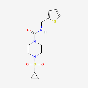 molecular formula C13H19N3O3S2 B2391473 4-(cyclopropylsulfonyl)-N-(thiophen-2-ylmethyl)piperazine-1-carboxamide CAS No. 1234875-21-8