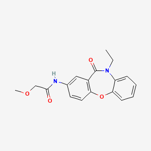 molecular formula C18H18N2O4 B2391479 N-(10-ethyl-11-oxo-10,11-dihydrodibenzo[b,f][1,4]oxazepin-2-yl)-2-methoxyacetamide CAS No. 922029-59-2