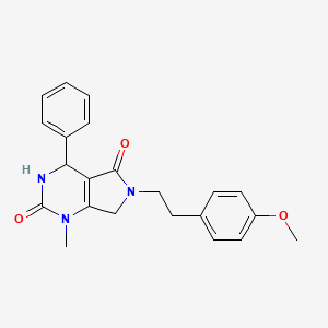 molecular formula C22H23N3O3 B2391511 6-(4-methoxyphenethyl)-1-methyl-4-phenyl-3,4,6,7-tetrahydro-1H-pyrrolo[3,4-d]pyrimidine-2,5-dione CAS No. 1170465-87-8