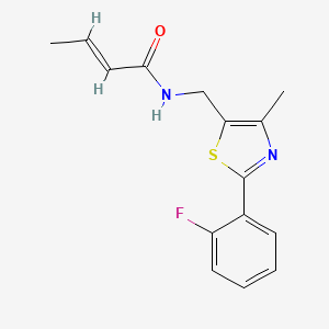 molecular formula C15H15FN2OS B2391513 (E)-N-((2-(2-fluorophenyl)-4-methylthiazol-5-yl)methyl)but-2-enamide CAS No. 1421588-69-3