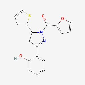 furan-2-yl(3-(2-hydroxyphenyl)-5-(thiophen-2-yl)-4,5-dihydro-1H-pyrazol-1-yl)methanone