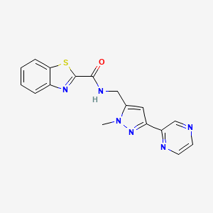 molecular formula C17H14N6OS B2391525 N-((1-甲基-3-(吡嗪-2-基)-1H-吡唑-5-基)甲基)苯并[d]噻唑-2-甲酰胺 CAS No. 2034288-35-0