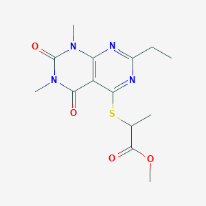 molecular formula C14H18N4O4S B2391526 Methyl 2-((2-ethyl-6,8-dimethyl-5,7-dioxo-5,6,7,8-tetrahydropyrimido[4,5-d]pyrimidin-4-yl)thio)propanoate CAS No. 852170-63-9