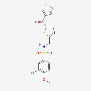 molecular formula C17H14ClNO4S3 B2391531 3-chloro-4-methoxy-N-((5-(thiophene-3-carbonyl)thiophen-2-yl)methyl)benzenesulfonamide CAS No. 1797269-29-4