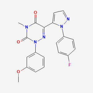 molecular formula C20H16FN5O3 B2391545 6-(1-(4-Fluorophenyl)-1H-pyrazol-5-yl)-2-(3-methoxyphenyl)-4-methyl-1,2,4-triazine-3,5(2H,4H)-dione CAS No. 321538-37-8