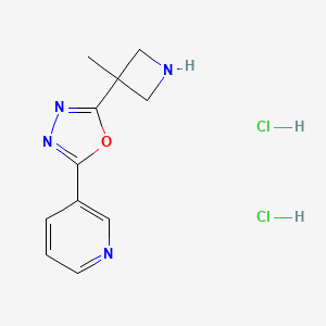 molecular formula C11H14Cl2N4O B2391546 3-[5-(3-Methylazetidin-3-yl)-1,3,4-oxadiazol-2-yl]pyridine dihydrochloride CAS No. 2060040-96-0