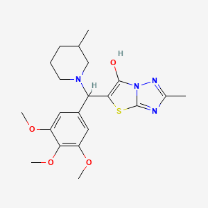 molecular formula C21H28N4O4S B2391552 2-Methyl-5-((3-methylpiperidin-1-yl)(3,4,5-trimethoxyphenyl)methyl)thiazolo[3,2-b][1,2,4]triazol-6-ol CAS No. 369367-16-8