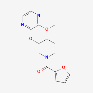 molecular formula C15H17N3O4 B2391555 Furan-2-yl(3-((3-methoxypyrazin-2-yl)oxy)piperidin-1-yl)methanone CAS No. 2034231-86-0