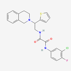 molecular formula C23H21ClFN3O2S B2391566 N1-(3-chloro-4-fluorophenyl)-N2-(2-(3,4-dihydroisoquinolin-2(1H)-yl)-2-(thiophen-2-yl)ethyl)oxalamide CAS No. 898408-08-7