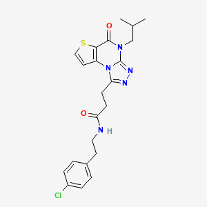 molecular formula C22H24ClN5O2S B2391586 N-(4-chlorophenethyl)-3-(4-isobutyl-5-oxo-4,5-dihydrothieno[2,3-e][1,2,4]triazolo[4,3-a]pyrimidin-1-yl)propanamide CAS No. 1185061-39-5