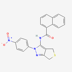 molecular formula C22H16N4O3S B2391587 N-(2-(4-nitrophenyl)-4,6-dihydro-2H-thieno[3,4-c]pyrazol-3-yl)-1-naphthamide CAS No. 396722-37-5