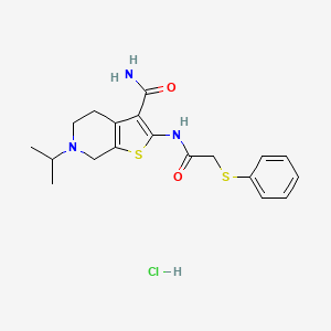 molecular formula C19H24ClN3O2S2 B2391592 6-Isopropyl-2-(2-(phenylthio)acetamido)-4,5,6,7-tetrahydrothieno[2,3-c]pyridine-3-carboxamide hydrochloride CAS No. 1329409-31-5