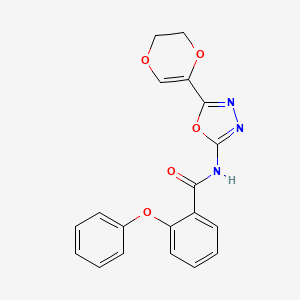 molecular formula C19H15N3O5 B2391596 N-(5-(5,6-dihydro-1,4-dioxin-2-yl)-1,3,4-oxadiazol-2-yl)-2-phenoxybenzamide CAS No. 887877-85-2