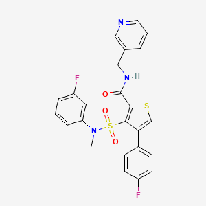 molecular formula C24H19F2N3O3S2 B2391598 4-(4-fluorophenyl)-3-(N-(3-fluorophenyl)-N-methylsulfamoyl)-N-(pyridin-3-ylmethyl)thiophene-2-carboxamide CAS No. 1114853-63-2