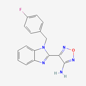 molecular formula C16H12FN5O B2391604 4-[1-(4-Fluoro-benzyl)-1H-benzoimidazol-2-yl]-furazan-3-ylamine CAS No. 328962-06-7