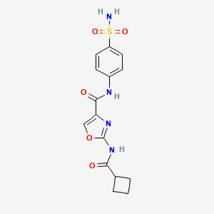 molecular formula C15H16N4O5S B2391606 2-(cyclobutanecarboxamido)-N-(4-sulfamoylphenyl)oxazole-4-carboxamide CAS No. 1396859-80-5