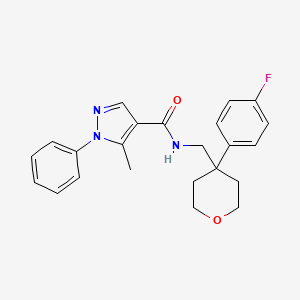 molecular formula C23H24FN3O2 B2391613 N-((4-(4-氟苯基)四氢-2H-吡喃-4-基)甲基)-5-甲基-1-苯基-1H-吡唑-4-甲酰胺 CAS No. 1324707-01-8