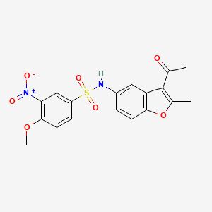 molecular formula C18H16N2O7S B2391617 N-(3-acetyl-2-methyl-1-benzofuran-5-yl)-4-methoxy-3-nitrobenzenesulfonamide CAS No. 670259-93-5