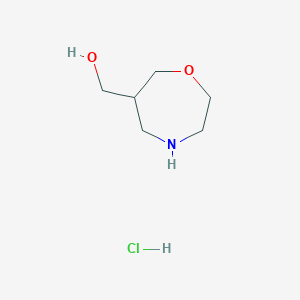 molecular formula C6H14ClNO2 B2391621 1,4-Oxazepan-6-ylmethanol;hydrochloride CAS No. 2241142-57-2