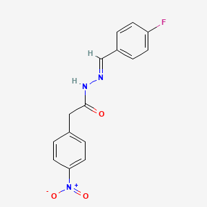 molecular formula C15H12FN3O3 B2391625 (E)-N'-(4-fluorobenzylidene)-2-(4-nitrophenyl)acetohydrazide CAS No. 328556-44-1