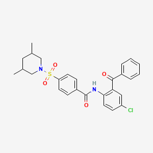 molecular formula C27H27ClN2O4S B2391626 N-(2-苯甲酰-4-氯苯基)-4-((3,5-二甲基哌啶-1-基)磺酰基)苯甲酰胺 CAS No. 392323-36-3