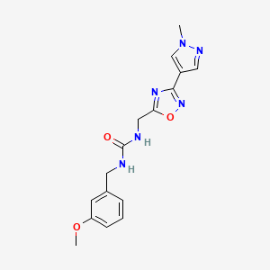 molecular formula C16H18N6O3 B2391640 1-(3-methoxybenzyl)-3-((3-(1-methyl-1H-pyrazol-4-yl)-1,2,4-oxadiazol-5-yl)methyl)urea CAS No. 2034385-83-4