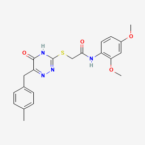 molecular formula C21H22N4O4S B2391687 N-(2,4-二甲氧基苯基)-2-((6-(4-甲基苄基)-5-氧代-4,5-二氢-1,2,4-三嗪-3-基)硫代)乙酰胺 CAS No. 898624-40-3