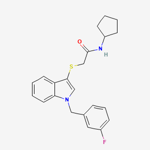 molecular formula C22H23FN2OS B2391690 N-cyclopentyl-2-((1-(3-fluorobenzyl)-1H-indol-3-yl)thio)acetamide CAS No. 896676-60-1