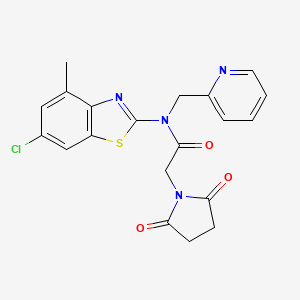 molecular formula C20H17ClN4O3S B2391693 N-(6-chloro-4-methylbenzo[d]thiazol-2-yl)-2-(2,5-dioxopyrrolidin-1-yl)-N-(pyridin-2-ylmethyl)acetamide CAS No. 920398-57-8