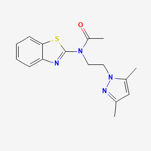 molecular formula C16H18N4OS B2391698 N-(1,3-benzothiazol-2-yl)-N-[2-(3,5-dimethylpyrazol-1-yl)ethyl]acetamide CAS No. 1171705-53-5