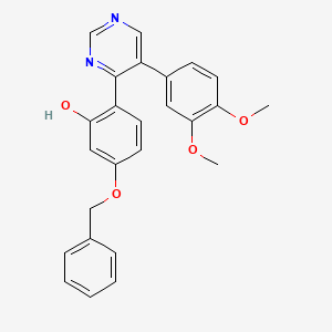 molecular formula C25H22N2O4 B2391699 5-(苯甲氧基)-2-(5-(3,4-二甲氧基苯基)嘧啶-4-基)苯酚 CAS No. 850729-82-7