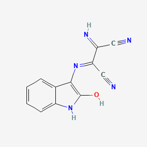 molecular formula C12H7N5O B2391722 2-Amino-1-(aza(2-oxoindolin-3-ylidene)methyl)ethene-1,2-dicarbonitrile CAS No. 52197-16-7