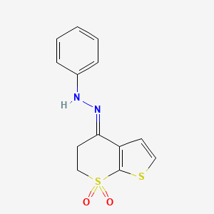 N-[(E)-(7,7-dioxo-5,6-dihydrothieno[2,3-b]thiopyran-4-ylidene)amino]aniline