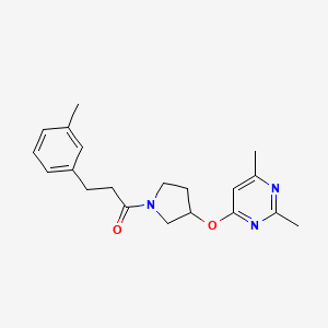 molecular formula C20H25N3O2 B2391756 1-{3-[(2,6-二甲基嘧啶-4-基)氧代]吡咯烷-1-基}-3-(3-甲基苯基)丙-1-酮 CAS No. 2097894-53-4