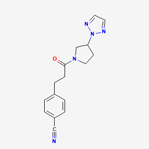 molecular formula C16H17N5O B2391762 4-(3-(3-(2H-1,2,3-triazol-2-yl)pyrrolidin-1-yl)-3-oxopropyl)benzonitrile CAS No. 2034490-44-1