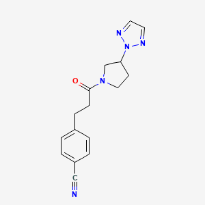 molecular formula C16H17N5O B2391762 4-(3-(3-(2H-1,2,3-triazol-2-yl)pirrolidin-1-il)-3-oxopropil)benzonitrilo CAS No. 2034490-44-1