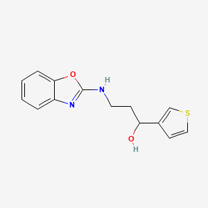 molecular formula C14H14N2O2S B2391781 3-(1,3-Benzoxazol-2-ylamino)-1-thiophen-3-ylpropan-1-ol CAS No. 2379994-91-7