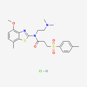N-(2-(dimethylamino)ethyl)-N-(4-methoxy-7-methylbenzo[d]thiazol-2-yl)-3-tosylpropanamide hydrochloride
