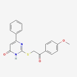 molecular formula C19H16N2O3S B2391789 2-((2-(4-methoxyphenyl)-2-oxoethyl)thio)-6-phenylpyrimidin-4(3H)-one CAS No. 602290-53-9
