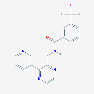 molecular formula C18H13F3N4O B2391791 N-{[3-(吡啶-3-基)吡嗪-2-基]甲基}-3-(三氟甲基)苯甲酰胺 CAS No. 2034230-86-7