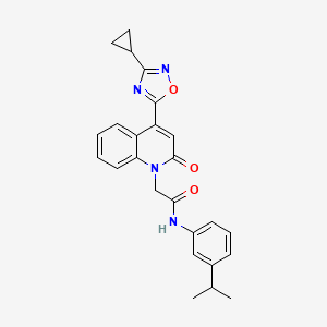 molecular formula C25H24N4O3 B2391802 2-[4-(3-cyclopropyl-1,2,4-oxadiazol-5-yl)-2-oxo-1(2H)-quinolinyl]-N~1~-(3-isopropylphenyl)acetamide CAS No. 1251553-24-8