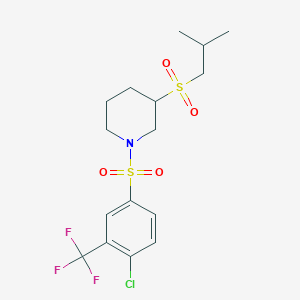 molecular formula C16H21ClF3NO4S2 B2391803 1-[4-Chloro-3-(trifluoromethyl)benzenesulfonyl]-3-(2-methylpropanesulfonyl)piperidine CAS No. 2097872-42-7