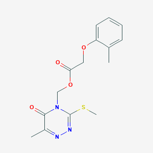 molecular formula C15H17N3O4S B2391808 (6-Methyl-3-methylsulfanyl-5-oxo-1,2,4-triazin-4-yl)methyl 2-(2-methylphenoxy)acetate CAS No. 877648-51-6